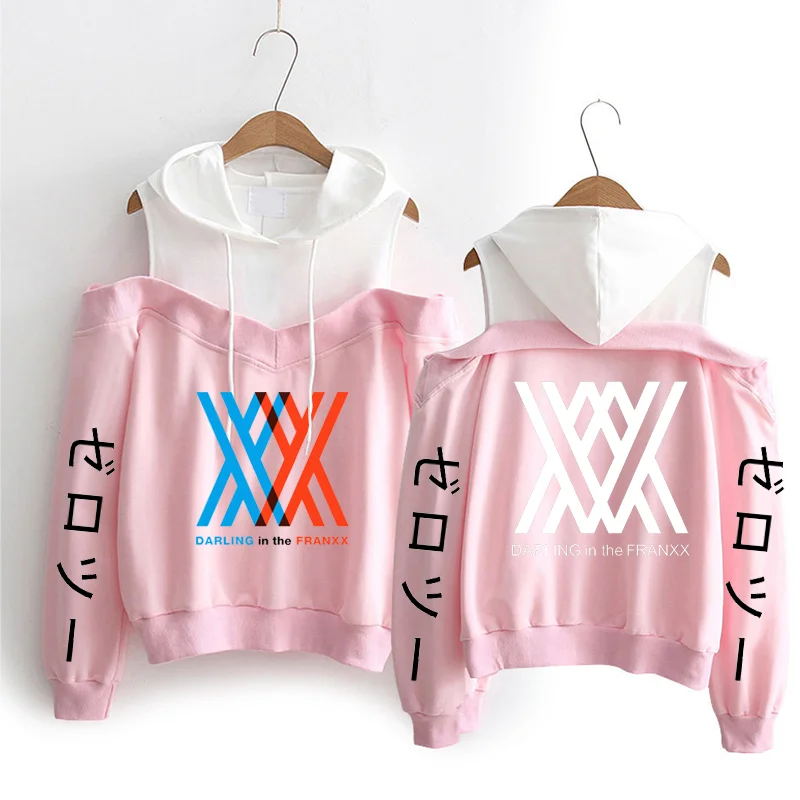 

Новое поступление 2021, толстовка Zero Two, худи с открытыми плечами в стиле Харадзюку, женские осенне-зимние милые пуловеры, одежда