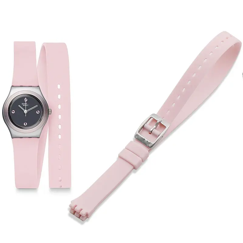 

Long silicone strap watch accessories women's children's bracelet for Swatch pin buckle 12mm sports waterproof strap watch band