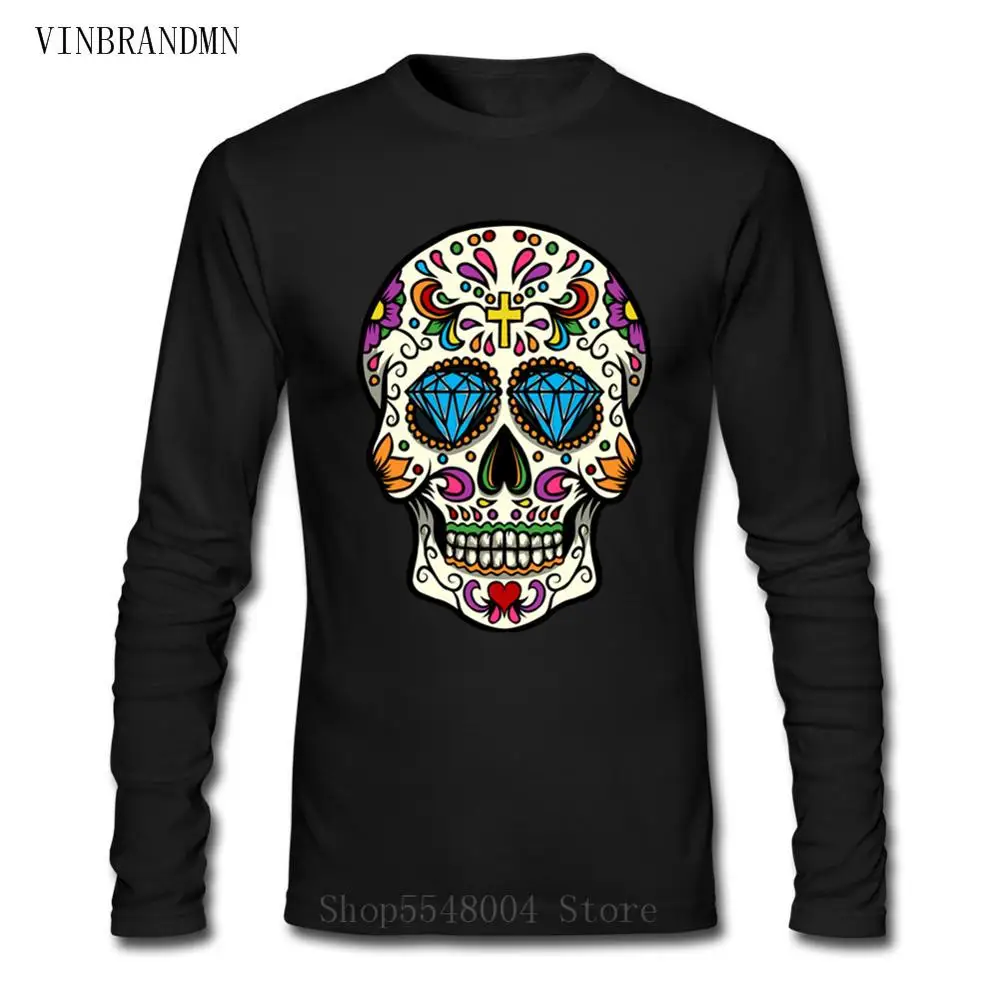 Футболка с мексиканским сахарным черепом для мужчин искусственная Хлопковая