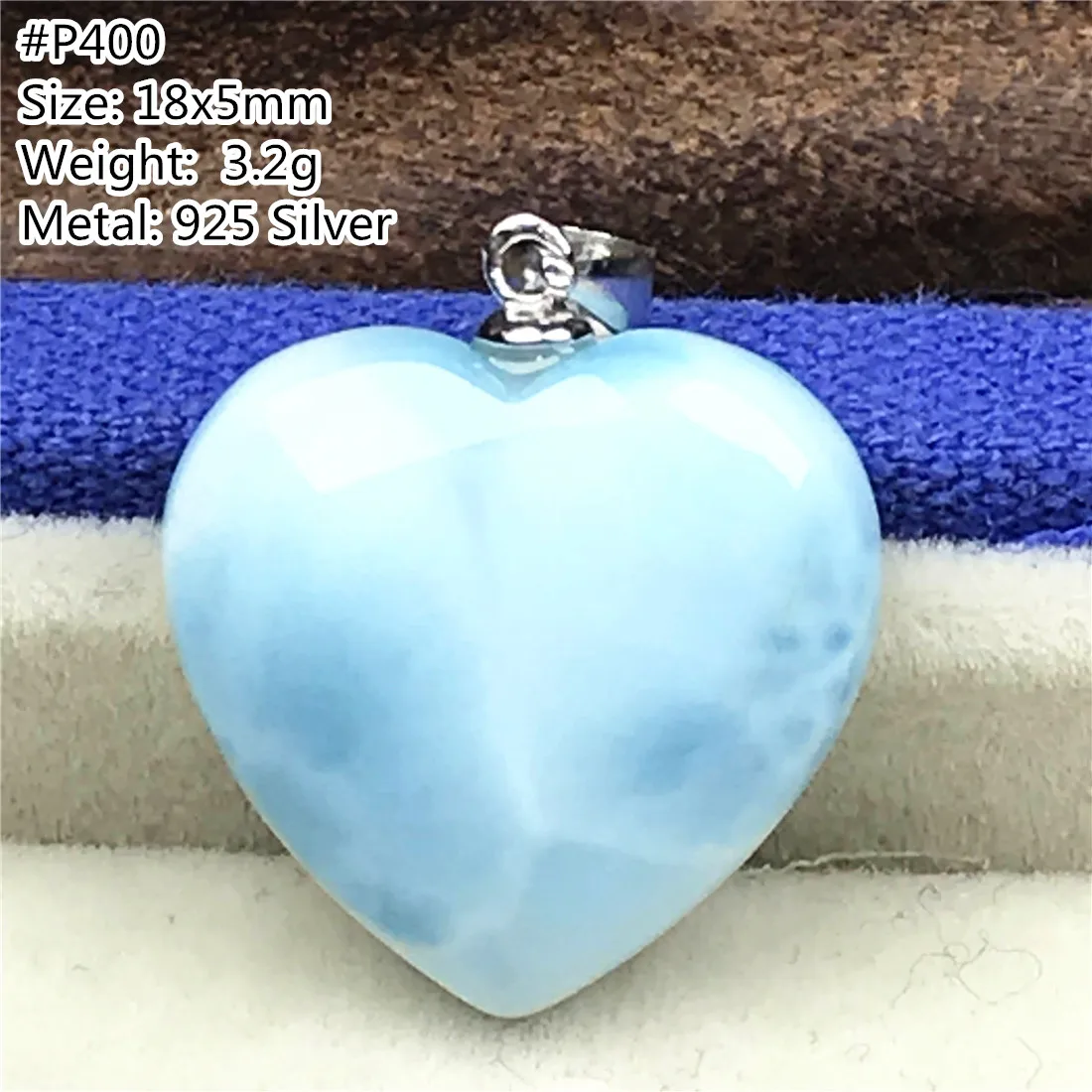 Топ из натурального синий подвеска Larimar для женщин и мужчин в виде сердца с