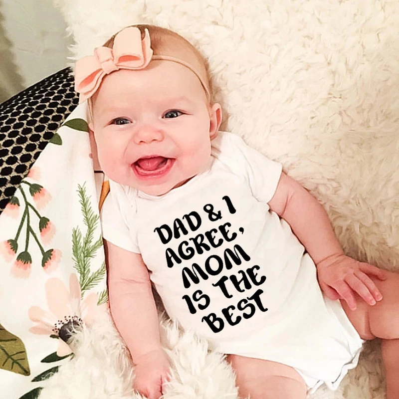 

Dad&I Agree Mom Baby Bodysuit Clothes For Newborns Girls Boys Summer Clothing Sets Cute Soft Cotton Streetwear Toddler Jumpsuits