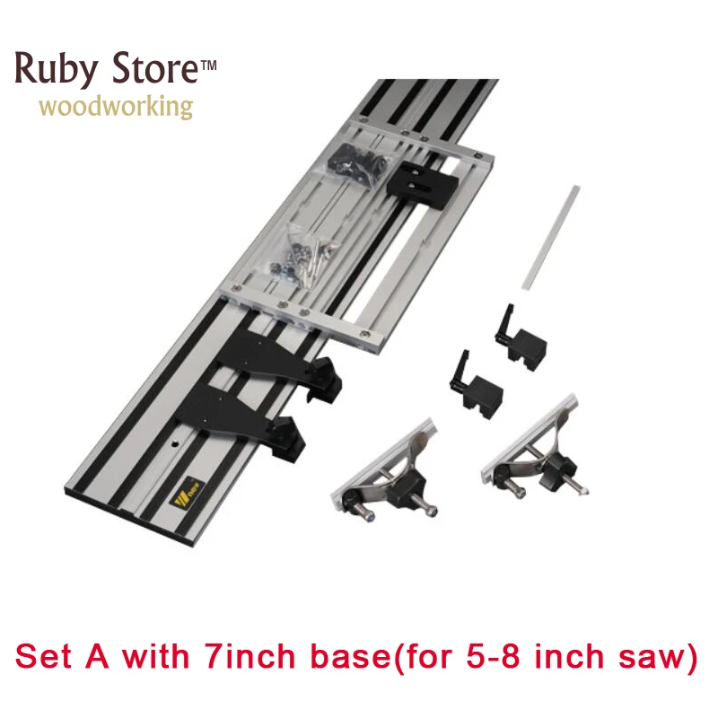 Set A with 7inch W-Новинка 1,4 м(2x1,4 м) Циркулярный направляющий выступ рельсы гусеницы+ универсальное основание для циркулярной пилы, пилы, погружной пилы, деревообработки - Цвет: Set A with 7inch