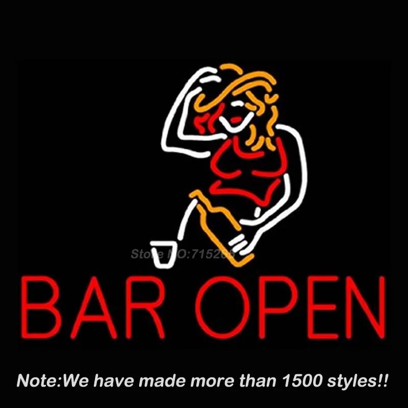 Бар открытый неоновый светильник вывески стеклянная трубка неоновая лампа для