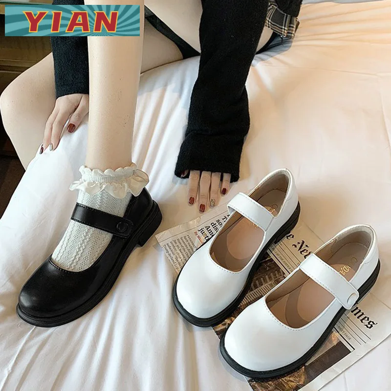 

Female Mary Jane new fashion hot-selling small leather shoes thick-soled white low-heel casual round toe student casual shoes