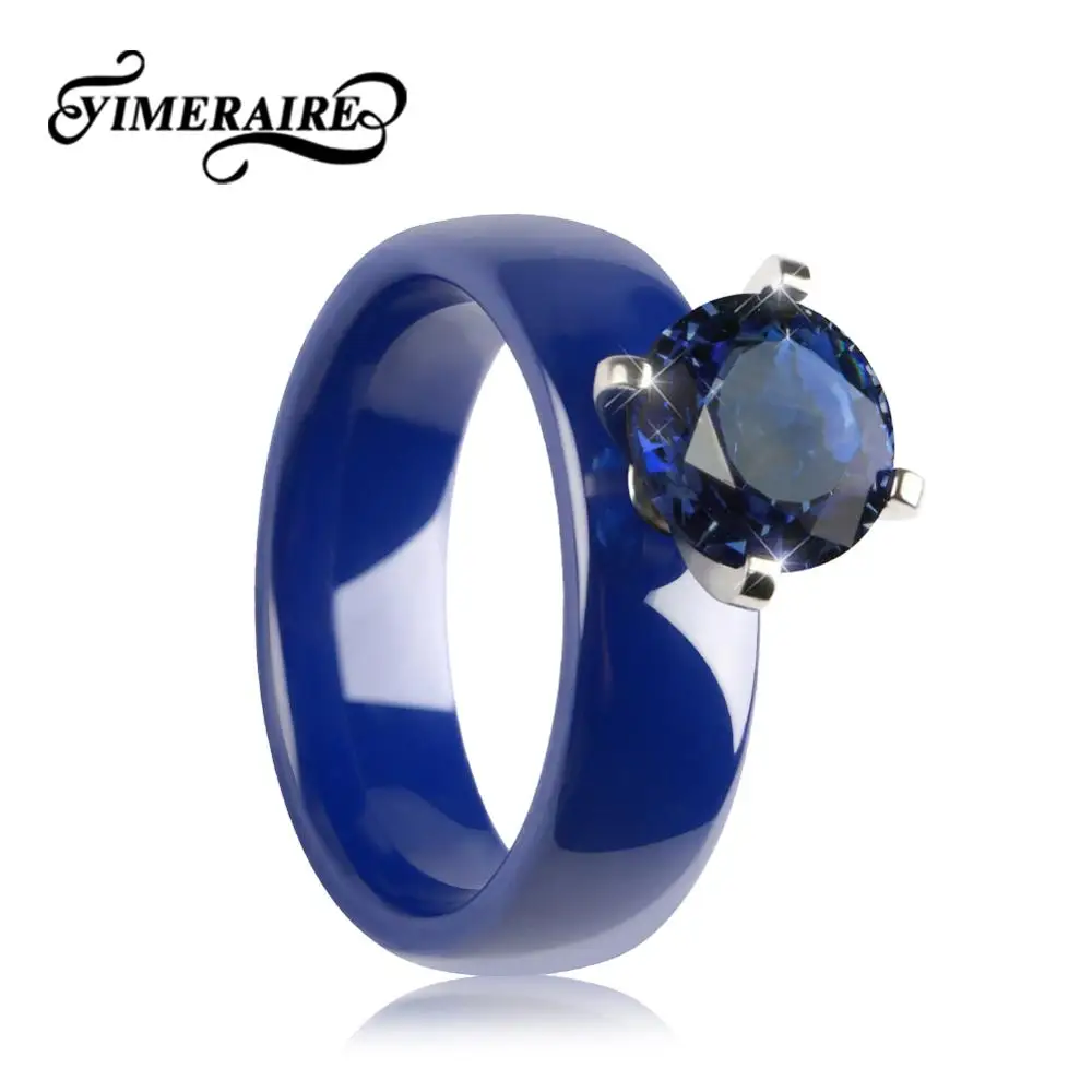 TUHE синие керамические кольца с синим кристаллом женские элегантные модные