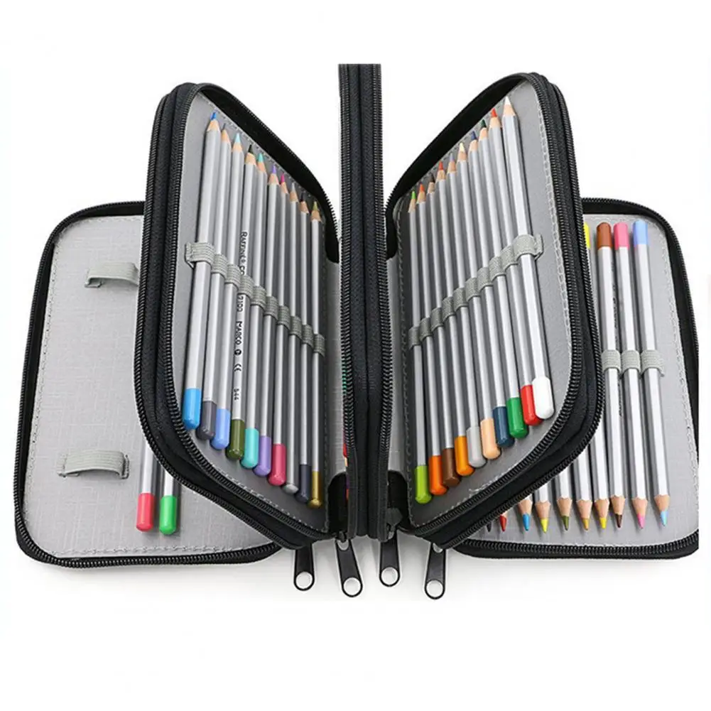 

Четырехслойный пенал, однотонный квадратный чехол с 72 отверстиями, большие канцелярские принадлежности, офисный пенал для канцелярских пр...