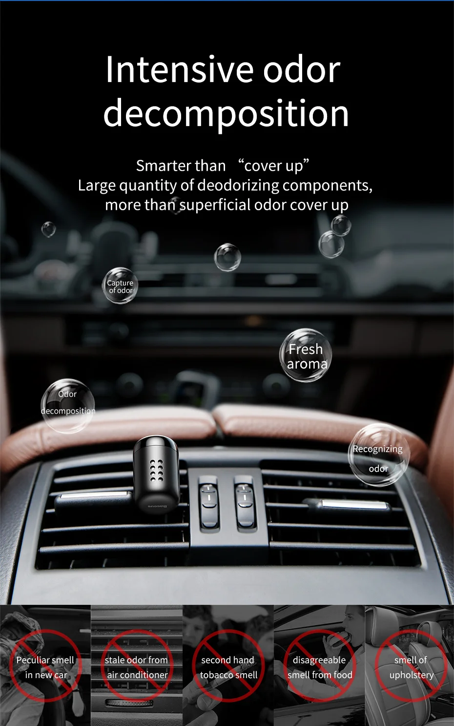 Baseus Car Air Freshener Fragrance Aromatherapy Solid Car Auto Air Outlet Diffuser Car Fragrance Clip Diffuser Solid Car Perfume