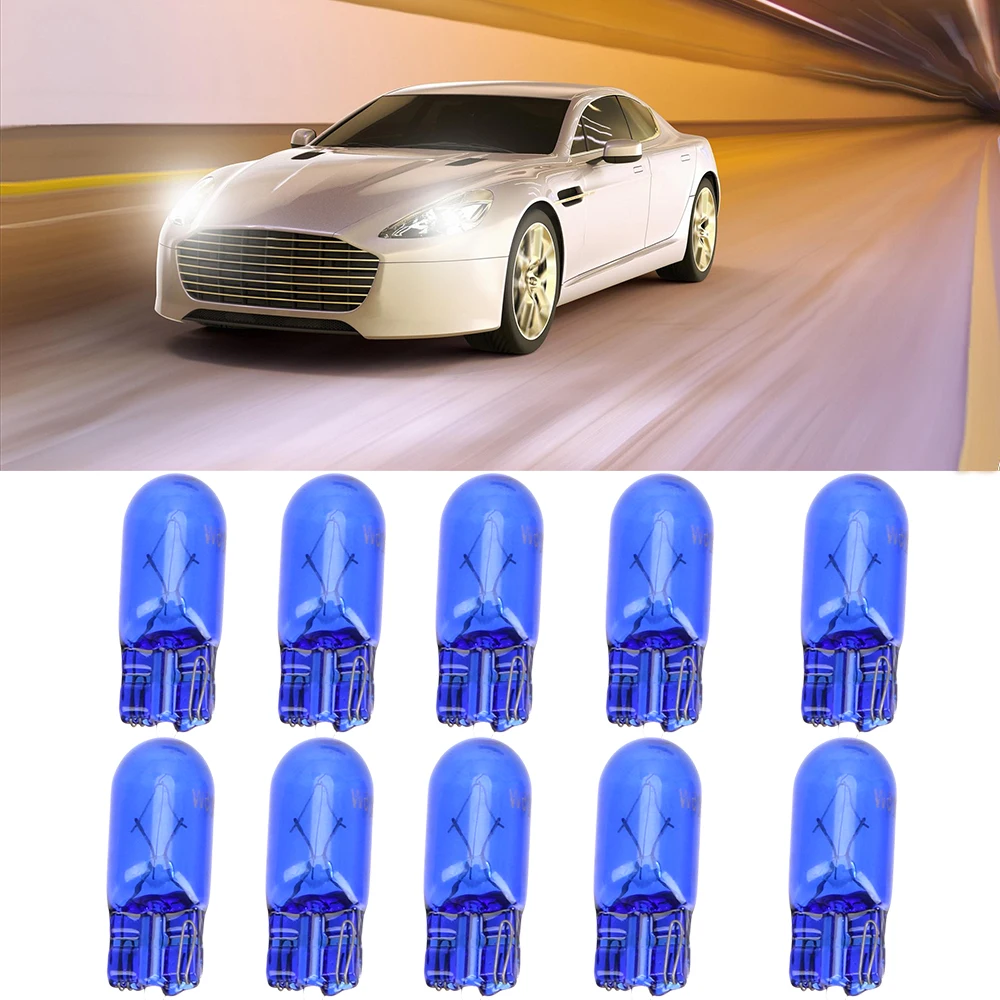 

T10 W5W 12V 5W 168 Wedges Halogen 10pcs Car Interior Reading Light Super Bright White Color Car Signal Lamp Instrument Light