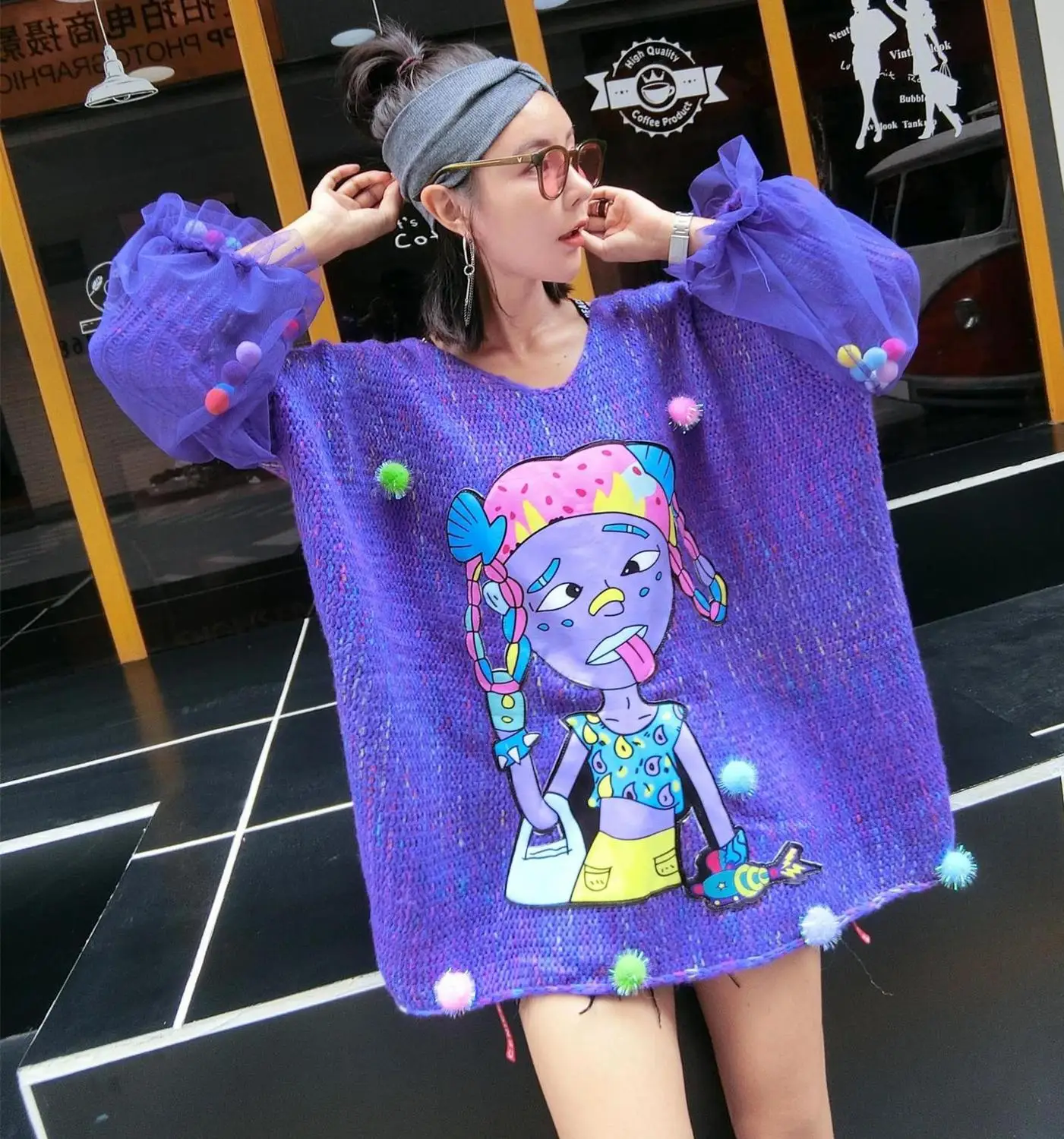 Негабаритный Повседневный свободный свитер пуловеры сетчатая трикотажная