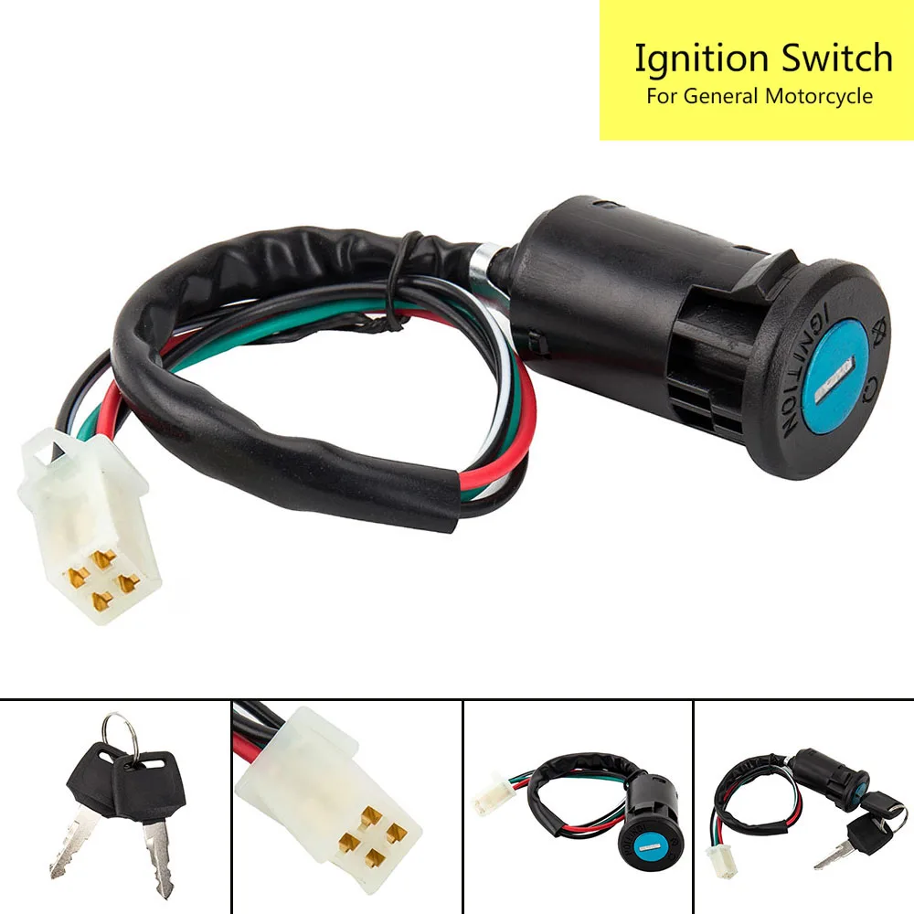 Универсальный ствол зажигания мотоцикла ключ переключатель 4 провода Quad вкл/выкл