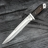 outdoor survival knife camping hunting knife defense fixed blade knives wood handle jungle adventure tool with leather sheath
