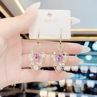 hollow heart earrings 2022 trend new pendant trend pearl earrings korean fashion wedding engagement jewelry