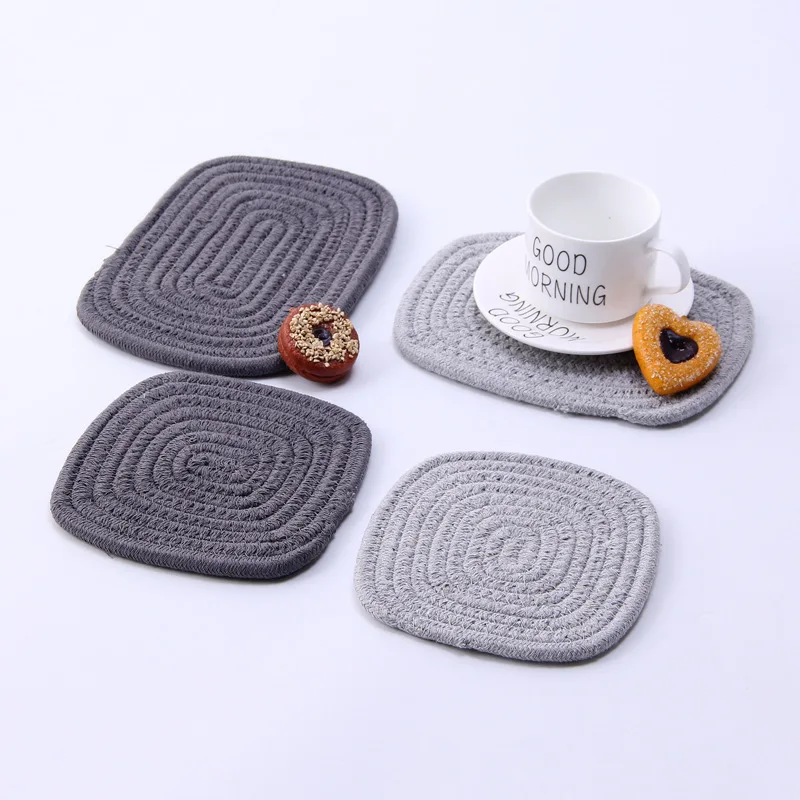 

11.2/15.5cm Square Heat Resistant Weave Mat Drink Cup Coasters Non-slip Pot Holder Table Placemat Kitchen Accessories