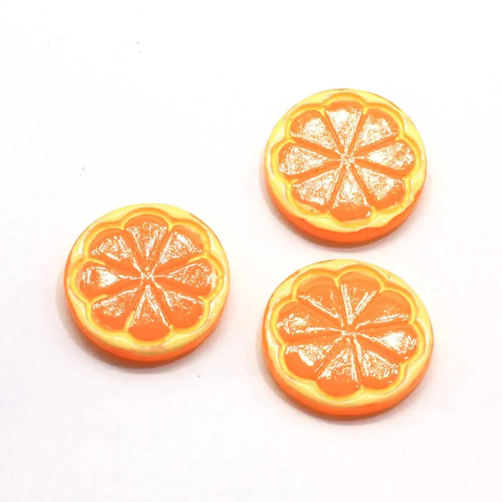 Kawaii Смола апельсина Кабошоны с плоской задней поверхностью фрукты из смолы