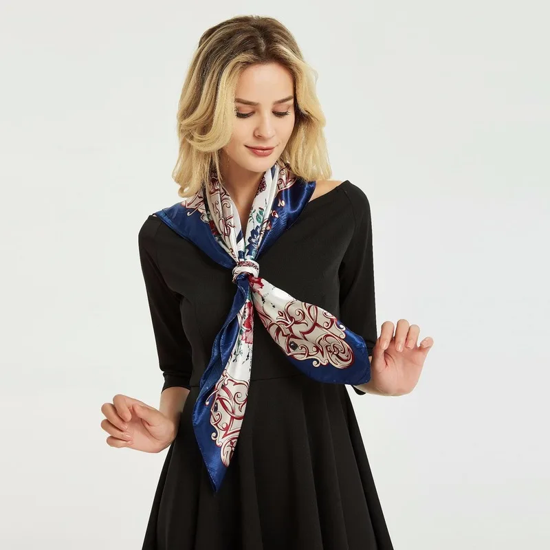 Женский атласный квадратный шарф с принтом элегантный и удобный Блестящий