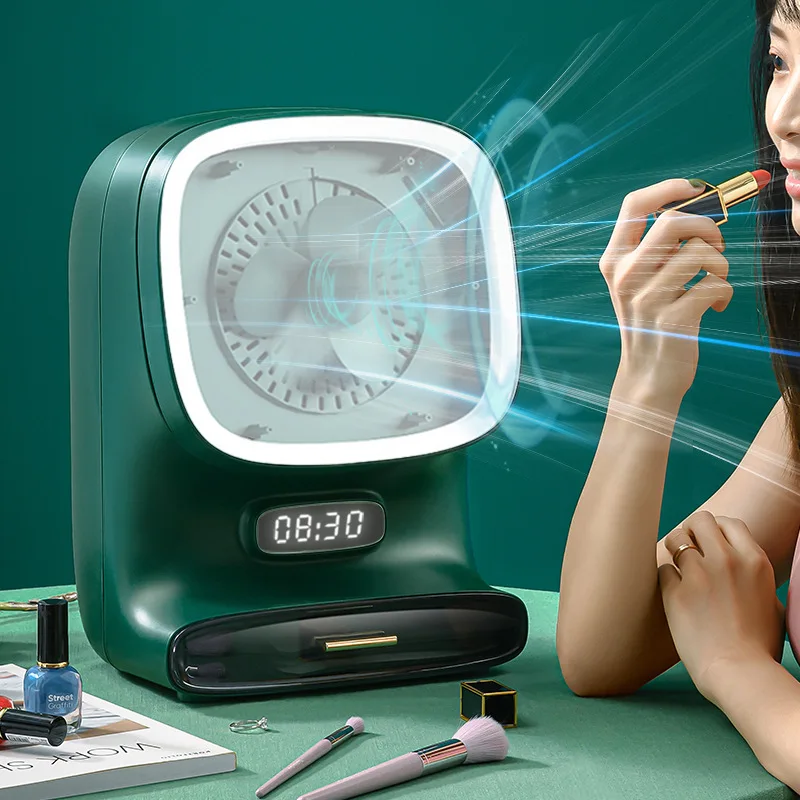 

AI Smart Soft Wind Makeup Organizer LED Light Cosmetic Box Desktop Make Up Mirror for Women Jewelry Storage Home Organization