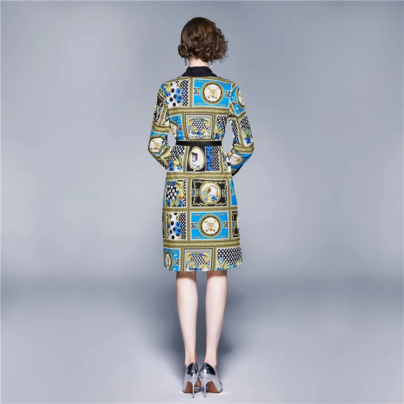 

Autumn 2020 Euramerican Cotton Knee-Length Women Sashes Dresses vestidos de fiesta High-End Straight Slim Shirt Ladies Dresses