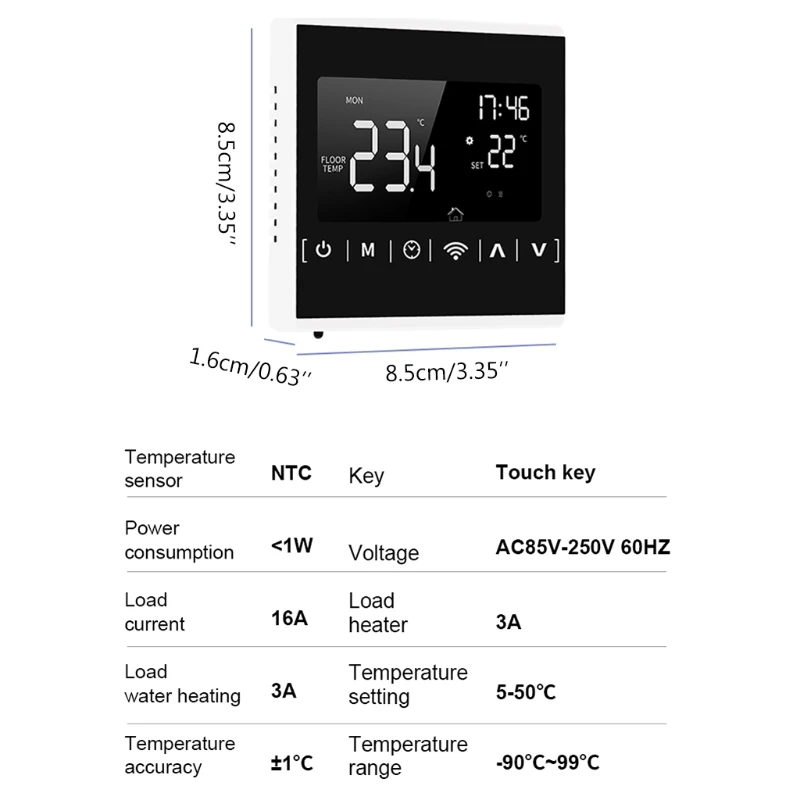 

AC85~250V Floor Electric Heating Room Thermostat Temperature Controller 220V 16A