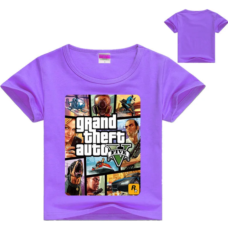 

DLF 2-16Y Grand Theft Auto Game GTA 5 Kids Clothes Girls T Shirt Summer Children T-shirts Baby Boys Short Sleeve Cassual Tops