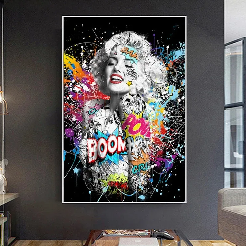 

Colorful Graffiti Art Sexy Portrait Poster Prints Pop Art Canvas Painting Wall Pictures Street Art for Home Decor
