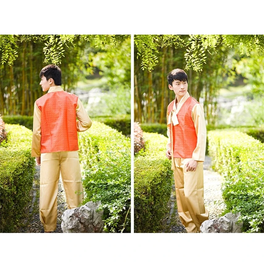 

Korean Traditional Clothes For Man Male Vintage Festival Ethnic Printed Hanbok Weeding Stage Performance Top Pants Sets Costumes