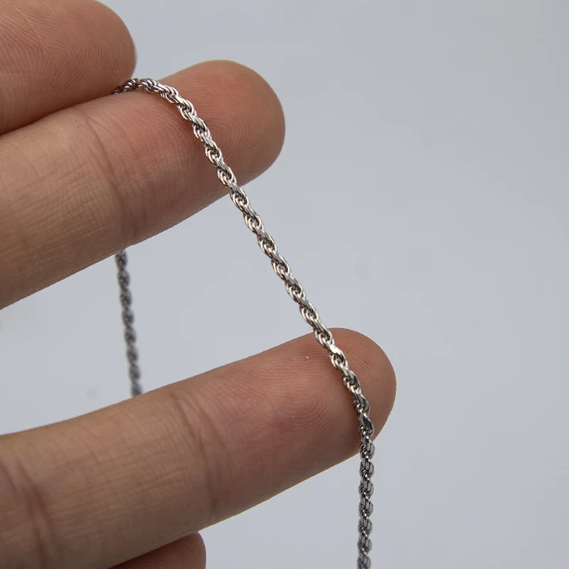 Ожерелье MIQIAO мужское из серебряной веревочки длинная цепочка 925 пробы цвета 40 45 50