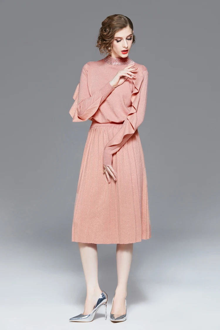 Модные женские Подиумные комплекты-двойки со стоячим воротником украшенные