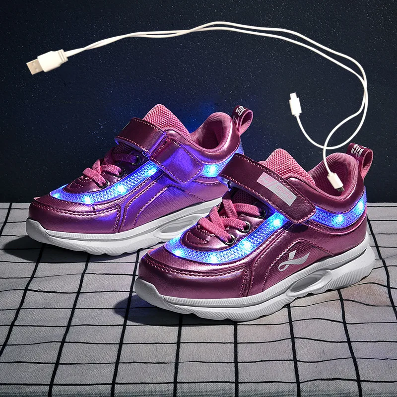 

Led Shoes for Child USB chargering Light Up Sneakers for boys girls Glowing Fashion Shoes School Comfortable Casual