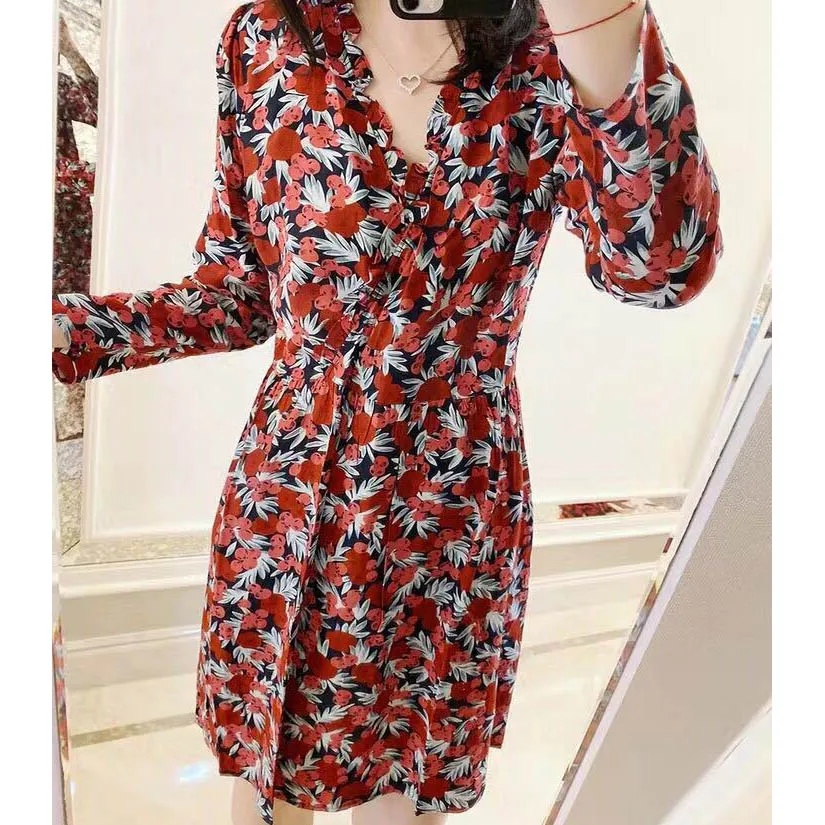 Женское платье весна-лето 2020 новое модное мини-платье с длинным рукавом и принтом