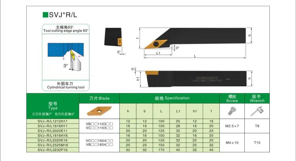 

OYYU SVJBR SVJBL 10mm Cutting Arbor SVJBR1010H11 SVJBL1010H11 Cabride Inserts External Turning Toolholder Lathe Cutter Shank CNC