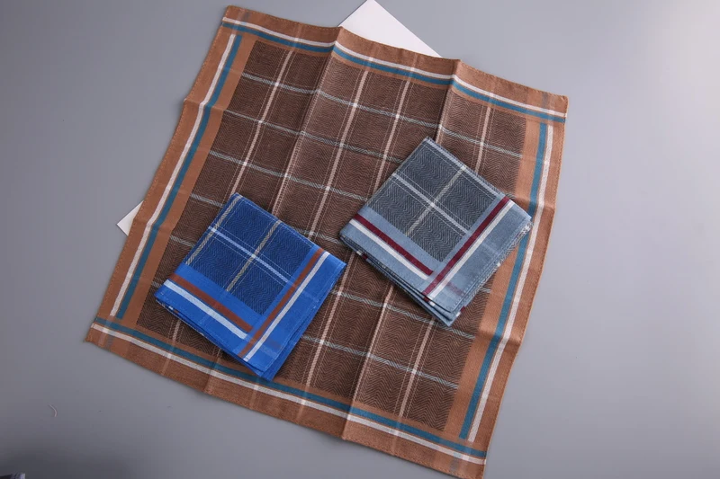 

3 pieces Vintage cotton handkerchief men's 80s antique plaid handkerchief to wipe sweat 28*28cm