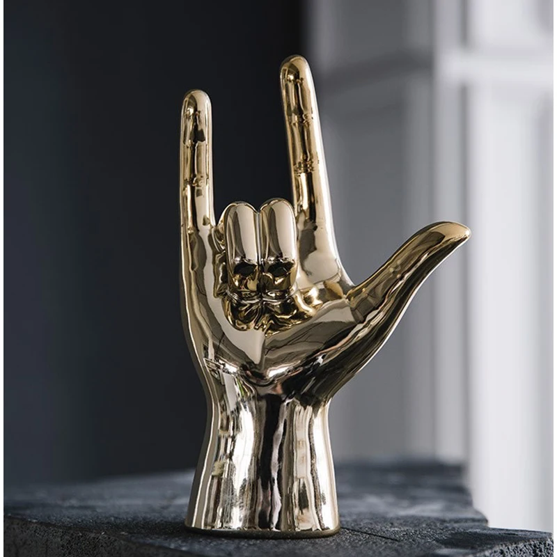 Скандинавские Позолоченные фарфоровые статуэтки для жестов Современное