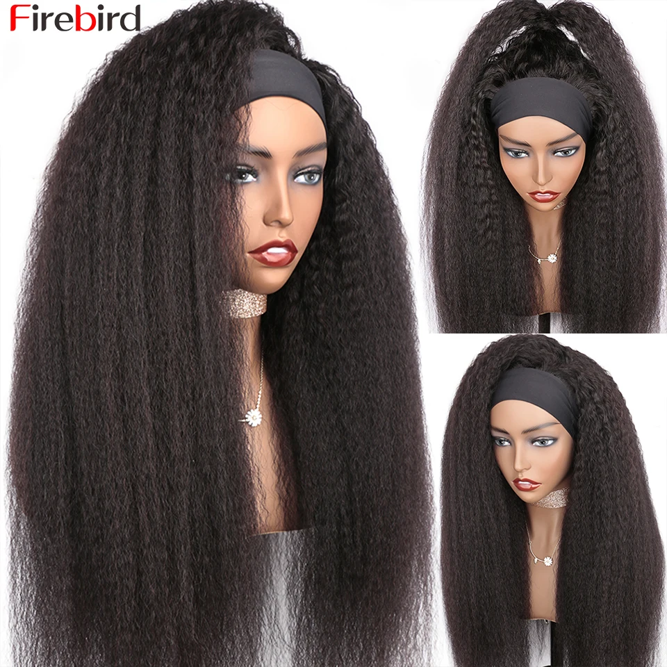 Кудрявый парик с головной повязкой прикрепленный 180% бразильский доступная