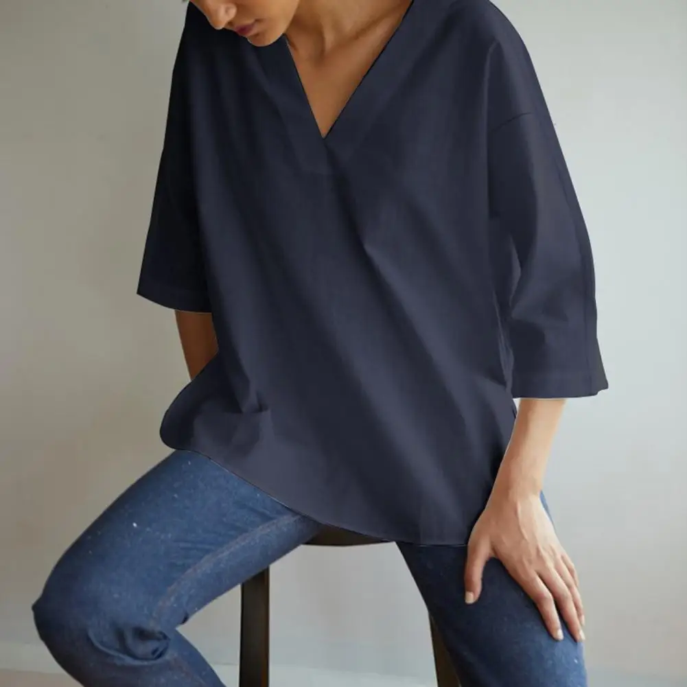 

Deep V Neck Women'S T-Shirts Solid Color Summer Top Tee T-Shirts Side Split Tshirt Women Short Sleeve Tops Camisetas De Mujer