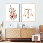 Постер для леди справедливости, офисный декор для легального баланса, картина для защиты, юстиции, юриста, цветочное полотно, картина, правовое письмо, студенческие подарки