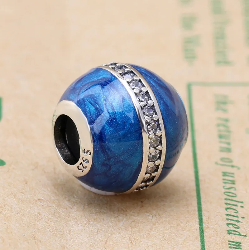 

Bewill Authentic S925 Sterling Silver Christmas Night Sky Orbit Blue Beads Fit Original Charms Bracelet DIY Jewelry Making