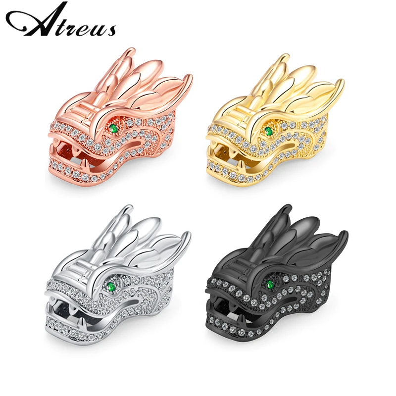 

3 шт./лот, медные бусины-разделители с головой счастливого дракона, микро циркониевые Подвески для изготовления ювелирных изделий, аксессуары для DIY