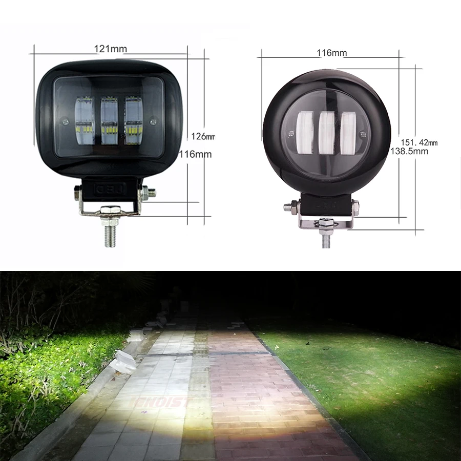 Super Bright 2PCS Black Shell 4.5 Inch Square Round Work Light For Pickup Wrangler SUV ATV Truck 4*4 Motorcycle Van 12V 24V | Автомобили и
