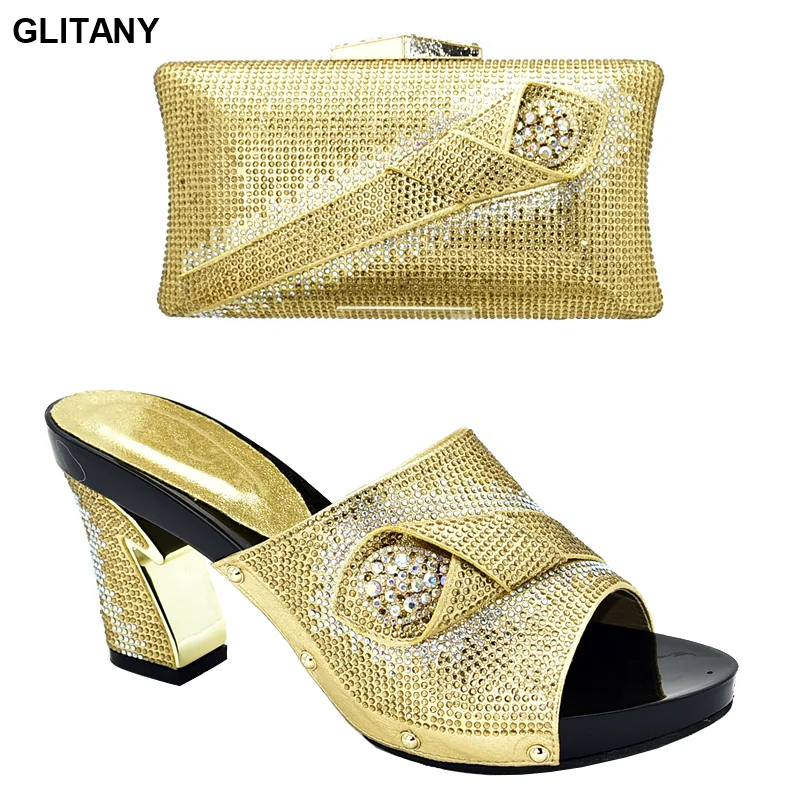 Новейшая модель Комплект из туфель и сумочки в африканском стиле Итальянские