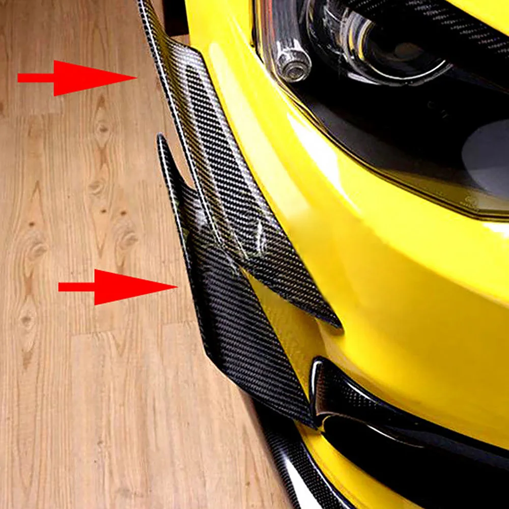 

Universal Carbon Fiber Car Front Bumper Fin Canard Splitter Diffuser Valence Spoiler Lip Black Car Styling Accessories