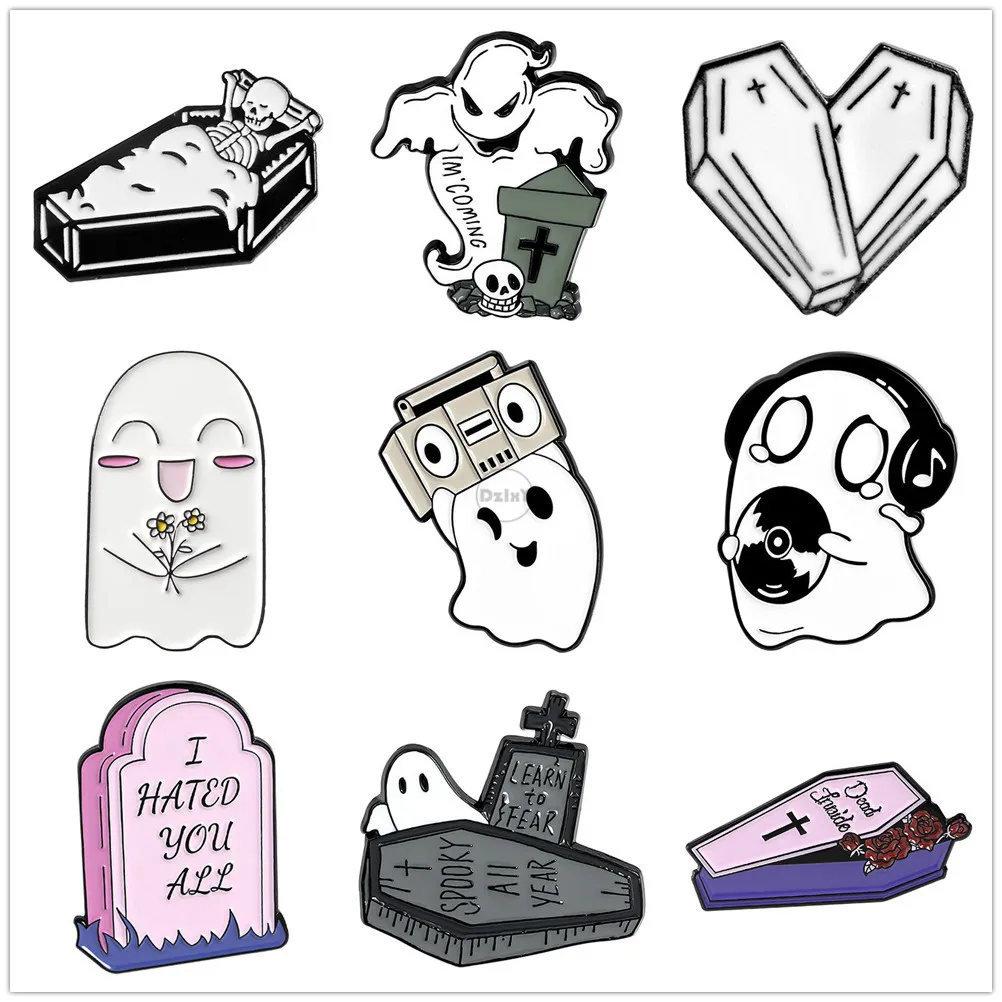 Эмалевые заколки с призраками милые гравированные значки на лацкан для одежды