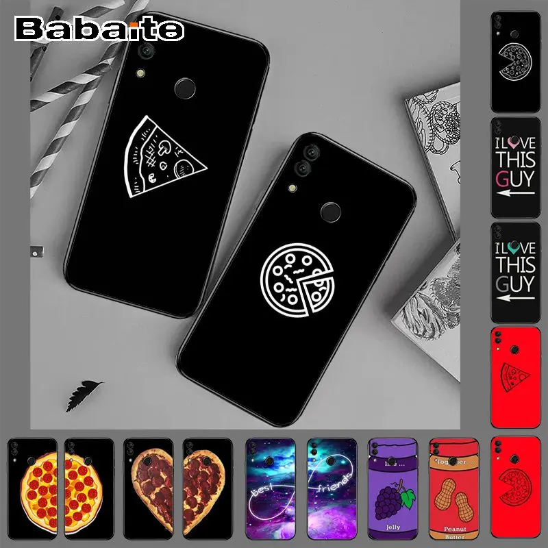 Чехол для honor 8x пицца лучшие друзья черный мягкий чехол телефона huawei p30 pro p20lite honor8x