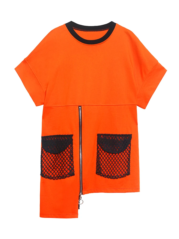 

SuperAen 2021 New Design Streetwear Top Summer Medium Length Loose O Neck T-shirt Women