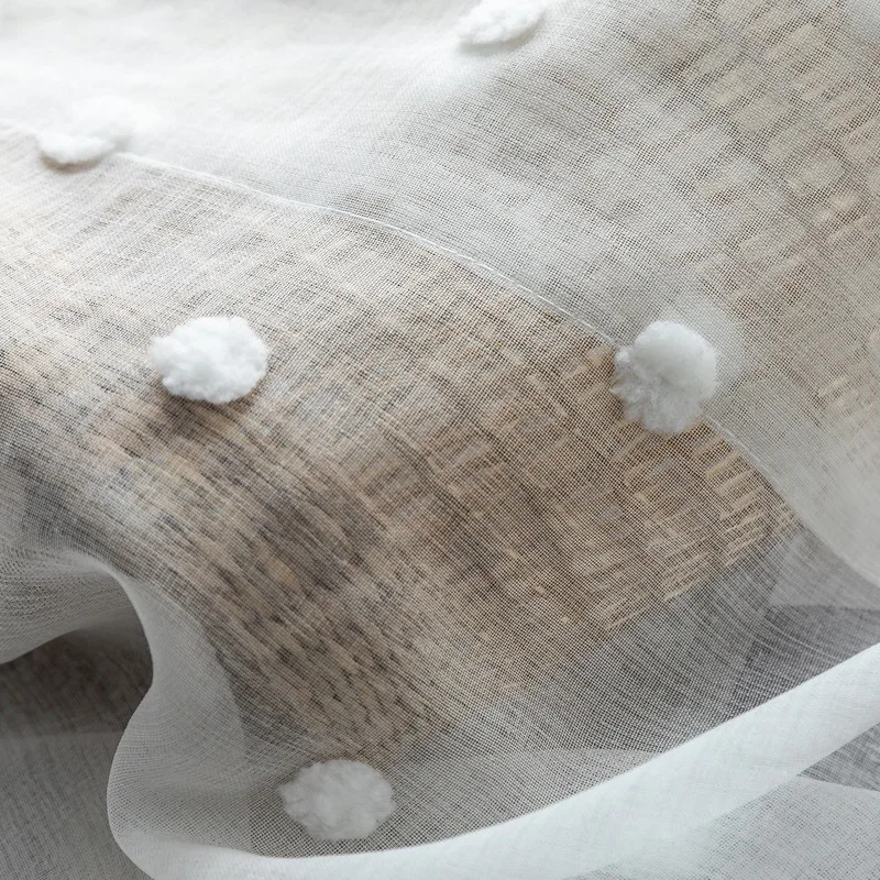 

Nordic Minimalist Floor-to-Ceiling Windows Tulle Princess Style White Polka Dot Screen Modern Decoration Home