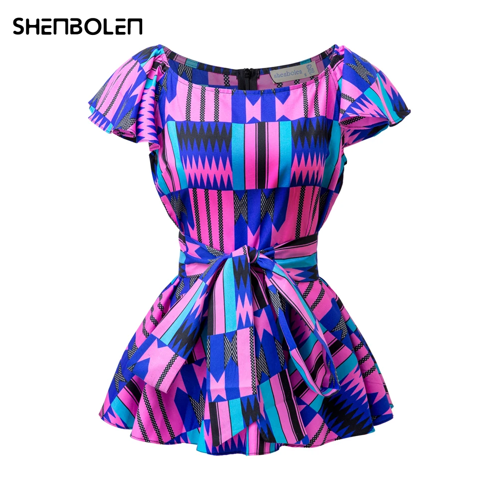 

Рубашка с коротким рукавом и принтом Анкары, Женская африканская одежда, традиционная повседневная одежда, модная африканская женская одеж...