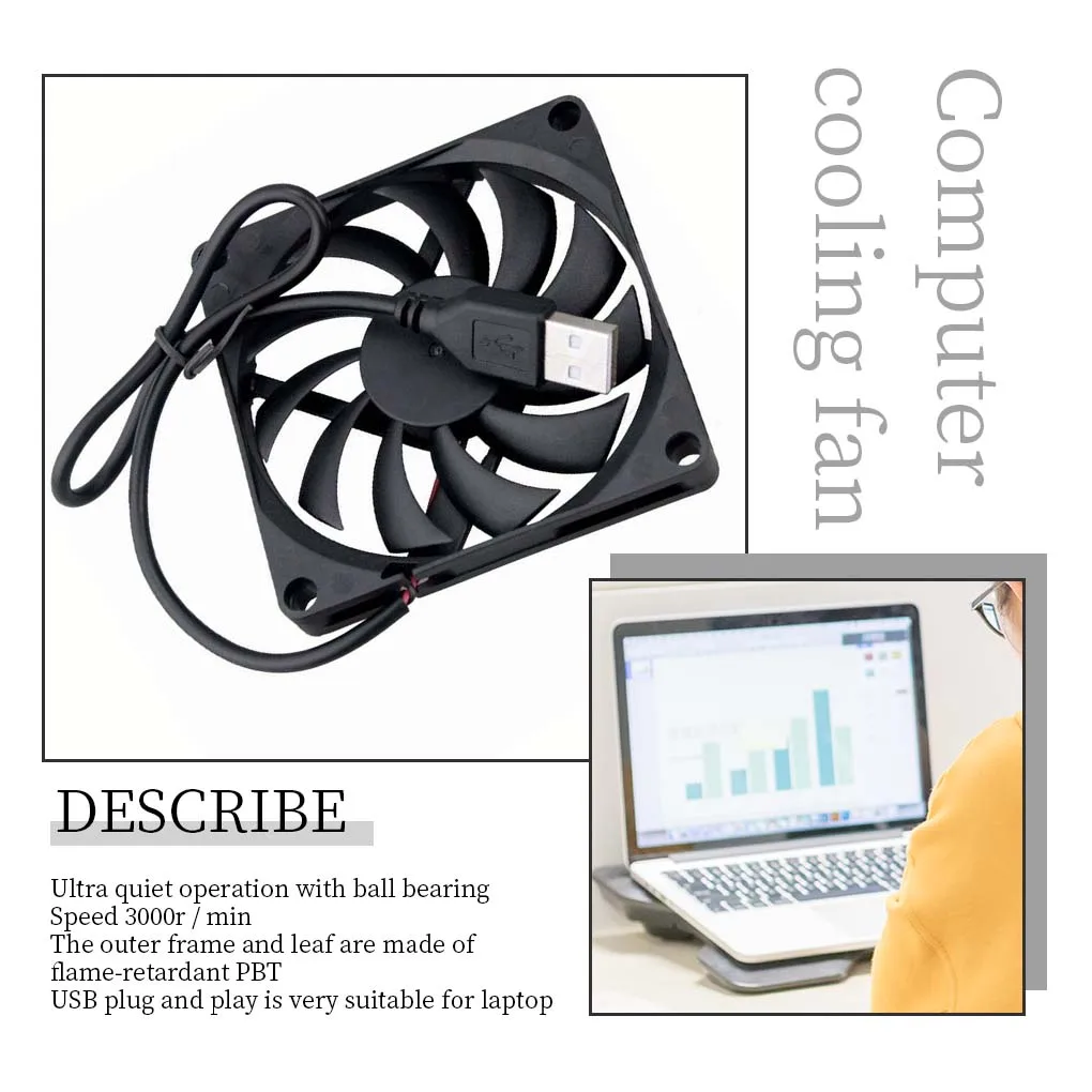 

5V USB Connector PC Fan Cooler Heatsink Exhaust CPU Cooling Fan Computer Components Cooling Accessories 80x80x10mm