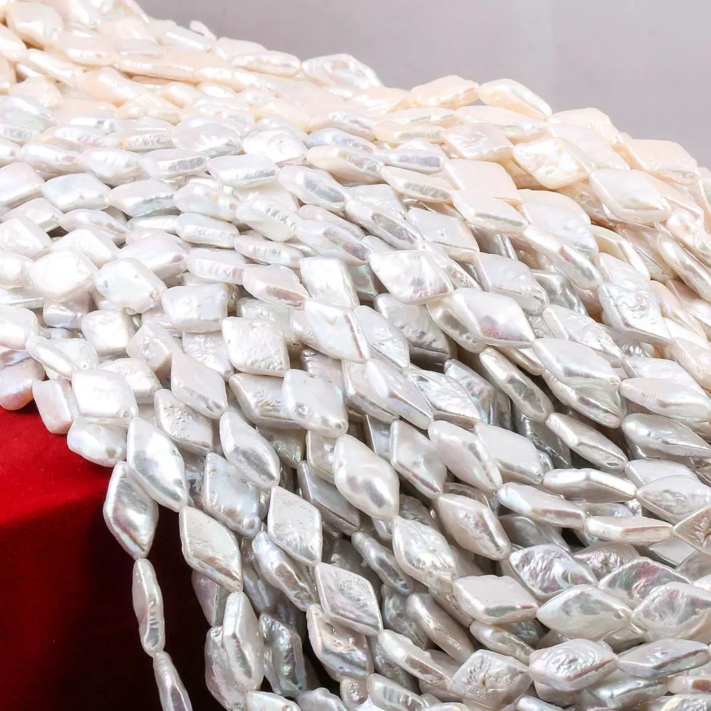 Бусины круглые из жемчуга бело-Розовая Жемчужина в форме ромба 9 х14 мм | Украшения