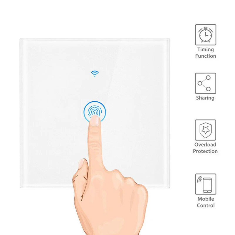 

LED Light Smart WiFi Wall Touch Switch Network Off-work Controller Timer Function Switch For Amazon Alexa For Google Home