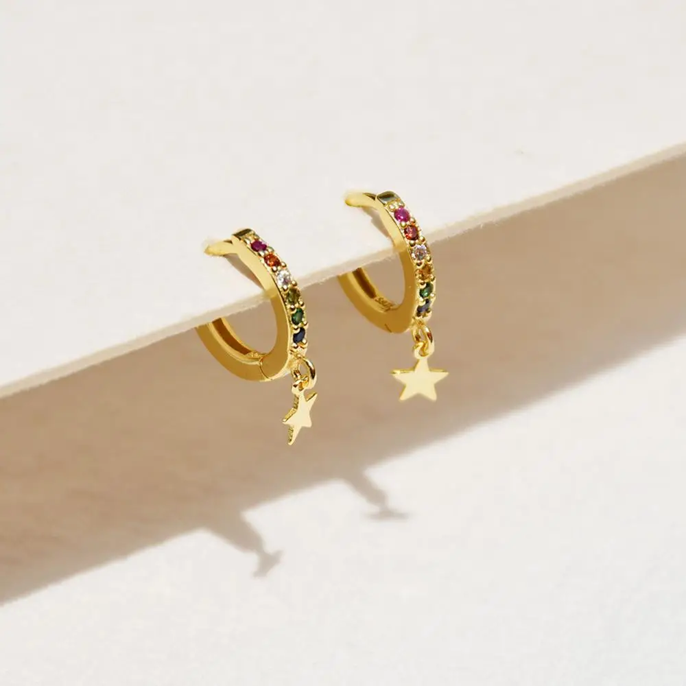 Серьги из стерлингового серебра 925 пробы модные с цирконием крестиком звезда