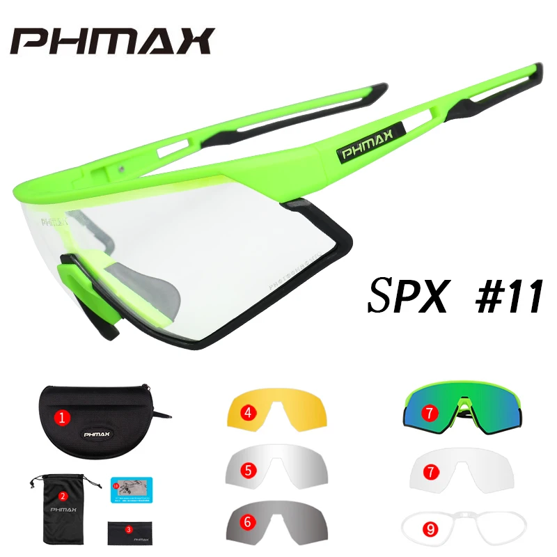 P-YJ-SPX11-5P PHMAX фотохромные велосипедные очки, велосипедные UV400 спортивные солнцезащитные очки, антибликовые легкие профессиональные велосипедные очки, очки для близорукости - Цвет: P-YJ-SPX11-5P